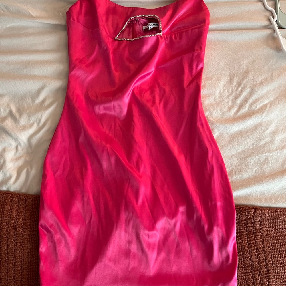 Fashion Nova Strapless Hot Pink Dress